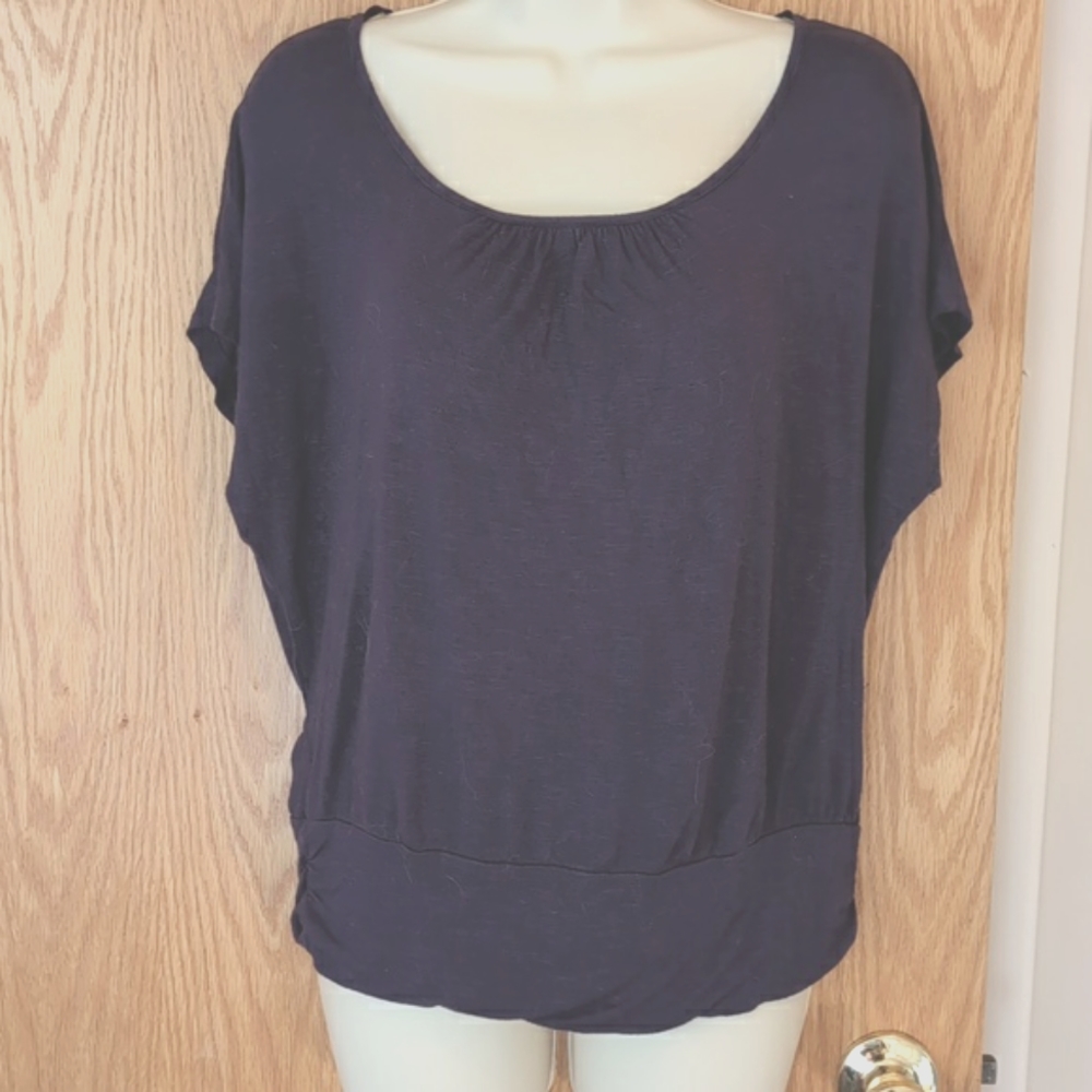 Forever 21 Navy Blue Knit Top with deep Vee wrap back size M
